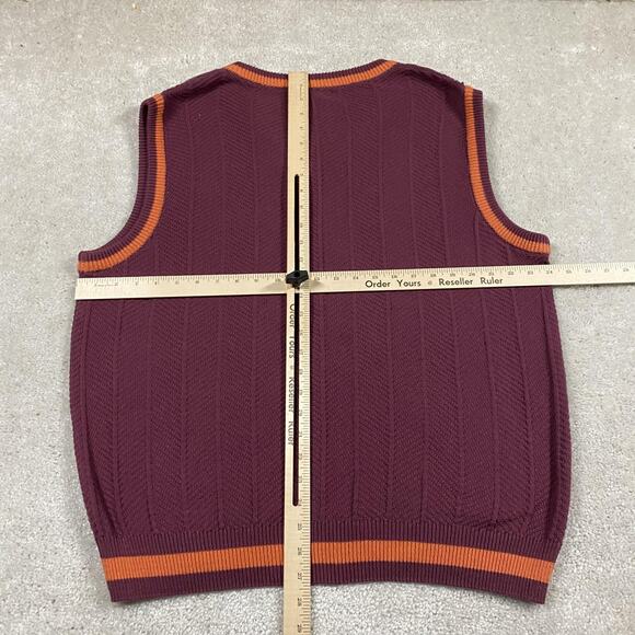 VTG Virginia Tech Sweater Vest Mens L Maroon Orange NCAA College Football Knit - Picture 4 of 7